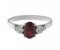 Olivia oval shape ruby and round brilliant cut diamond trilogy ring