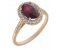 Classic claw set oval shape ruby with round diamond halo ring