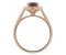 Classic claw set oval shape ruby with round diamond halo ring