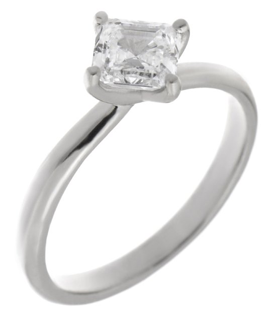 Classic twist style asscher cut diamond solitaire engagement ring