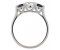 Kiss style round brilliant cut diamond and round blue sapphire trilogy ring