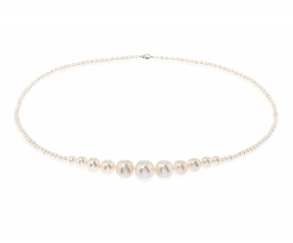 Ursula graduated freshwater cultured white pearl necklace