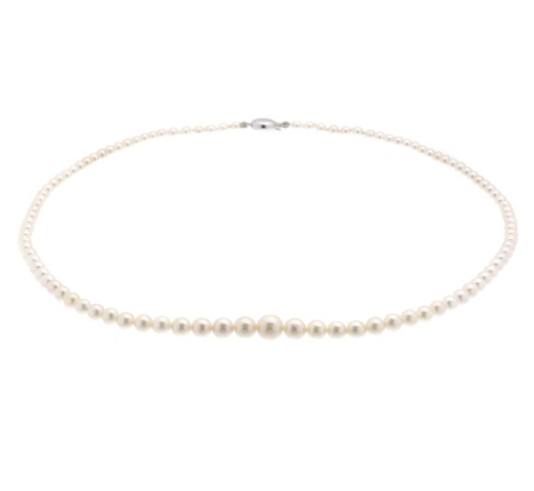 Graduated Akoya seawater cultured white pearl necklace