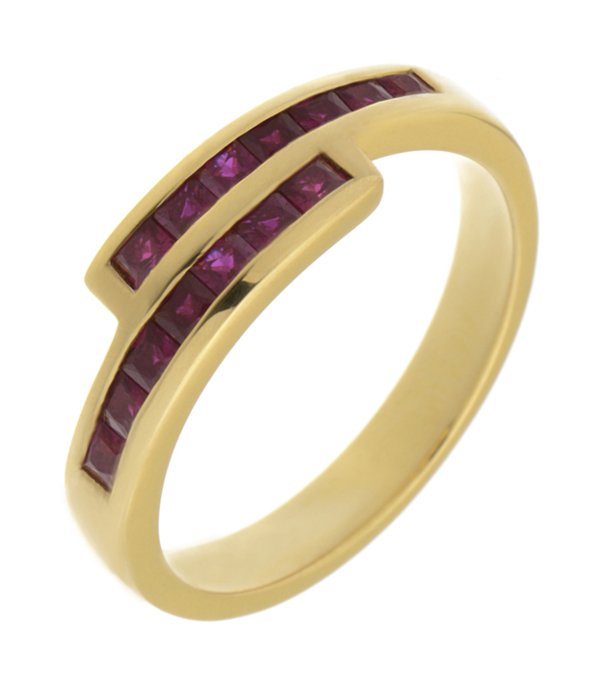Bowie square ruby crossover eternity ring
