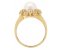 Petal pearl and round diamond halo cluster ring