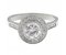 Classic round brilliant cut diamond rubover halo engagement ring