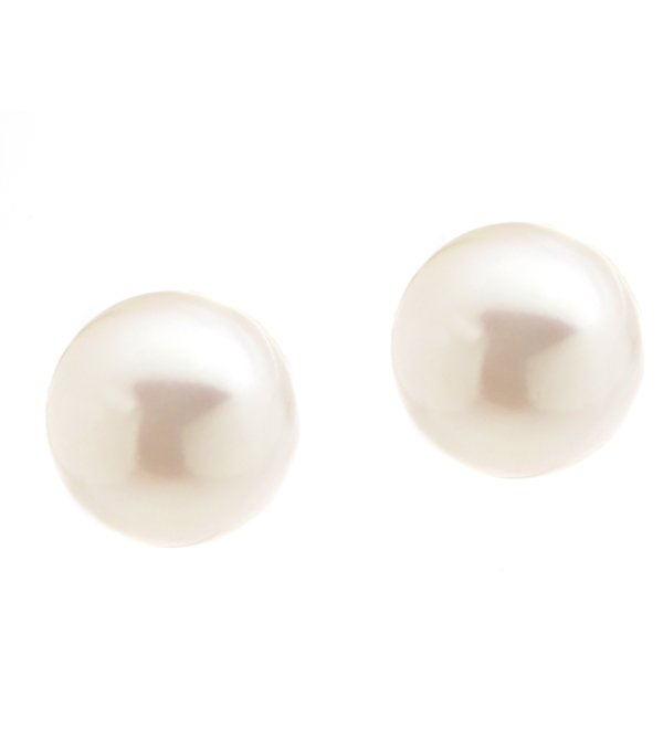Classic round solitaire pearl stud earrings