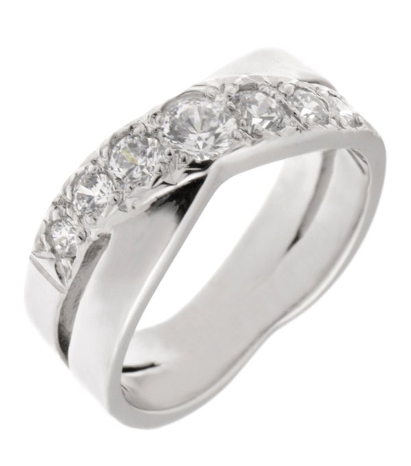 Rowley graduated round diamond crossover half eternity ring