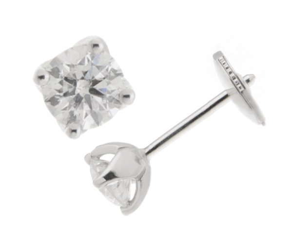 Tulip style classic round diamond stud earrings