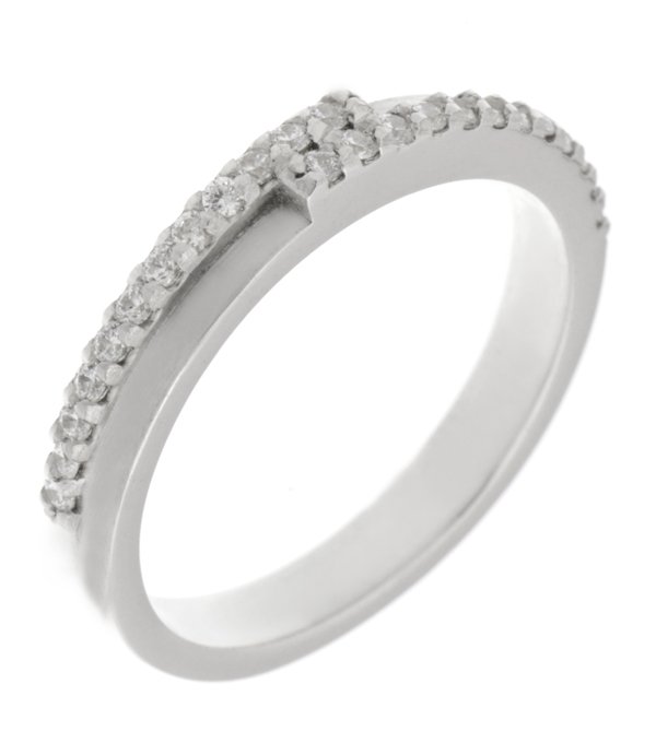 Angel round brilliant cut diamond crossover style eternity ring