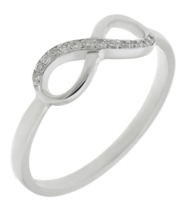 Infinity symbol half set round brilliant cut diamond eternity ring