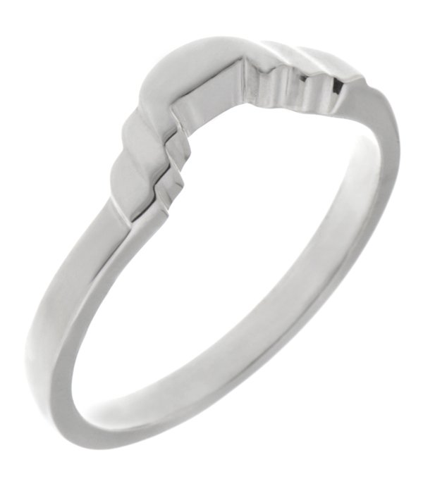 Art deco step cut out shaped wedding ring