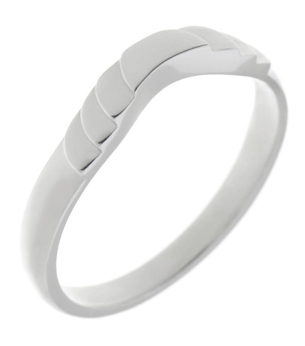 Art deco step plain crescent shaped ring