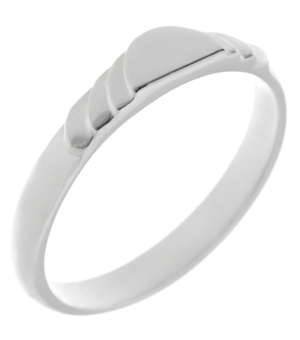 Art deco step plain half moon straight edged ring