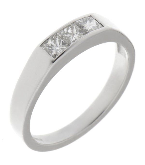 Classic channel set princess cut diamond trilogy ring main image