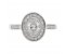 Classic rubover set oval diamond with round diamond halo engagement ring