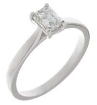 Kiss style Emerald cut diamond solitaire engagement ring