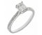 Kiss style Emerald cut diamond solitaire engagement ring with grain set diamond shoulders