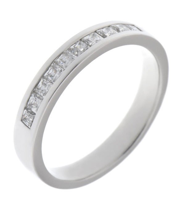 Classic channel set princess cut diamond eternity ring
