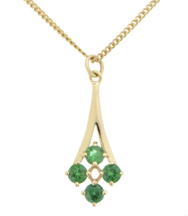 Alisia round emerald cluster drop pendant