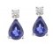 Classic pear shape blue sapphire and round diamond drop earrings