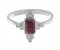 Delicate art deco style emerald cut ruby and diamond cluster ring