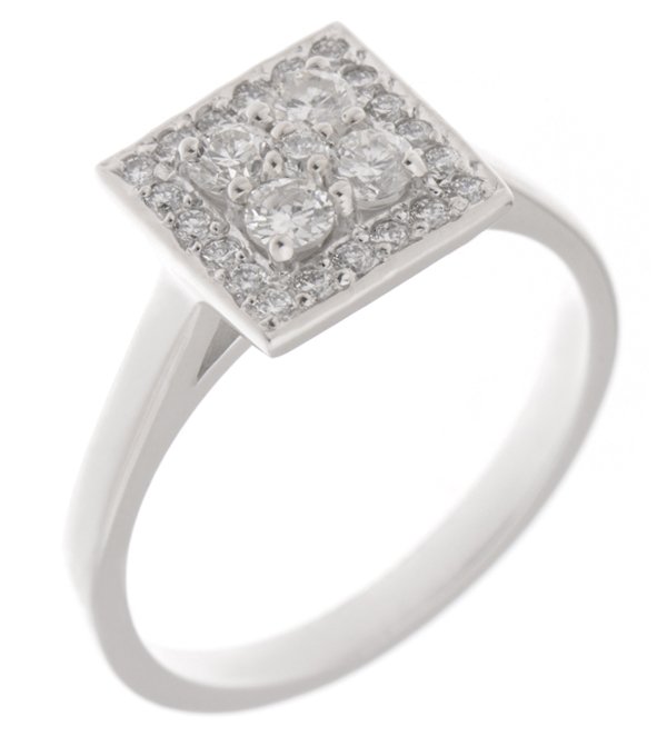 Zara round brilliant cut diamond square cluster ring main view