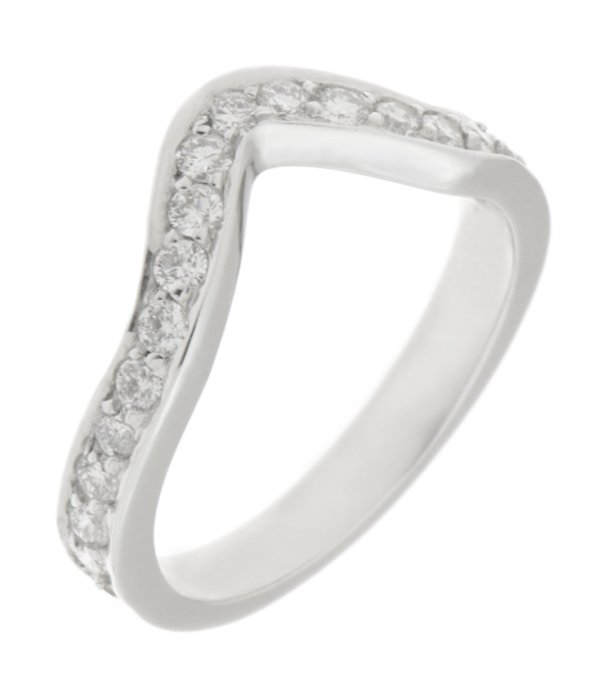 Deep wishbone shaped round brilliant cut diamond grain set ring main image