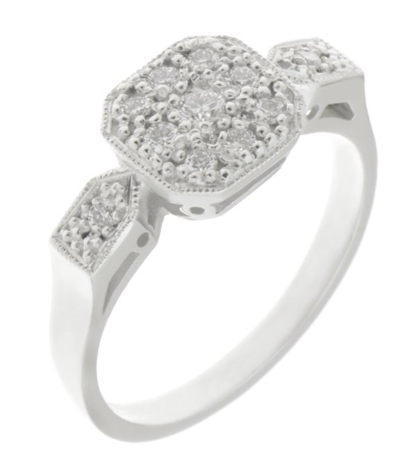 Millie Art Deco style round diamond cluster ring main view