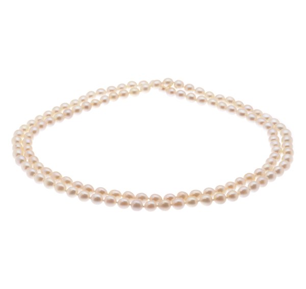 Oval shapedcultured river pearl double row necklace main image