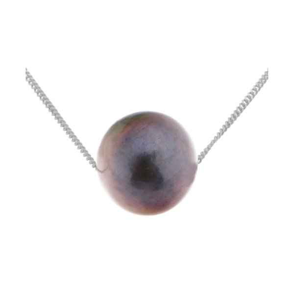 Illusion set round shape freshwater cultured black pearl pendant main image