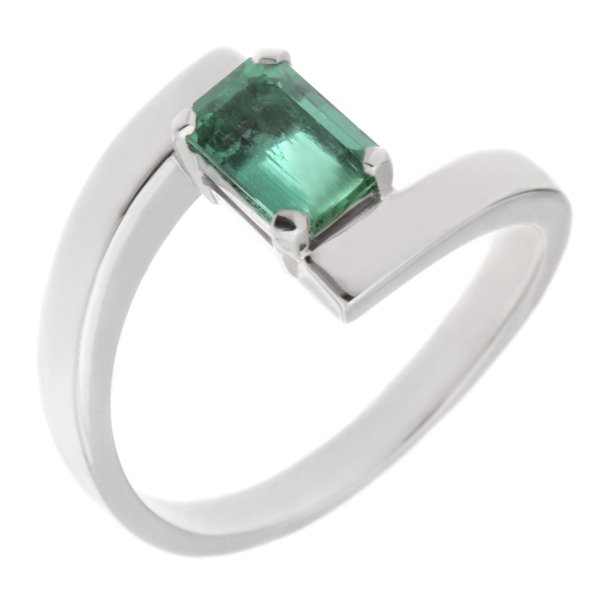 Troy modern octagon cut emerald crossover ring main image