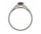 Art deco emerald cut ruby and baguette diamond ring side view