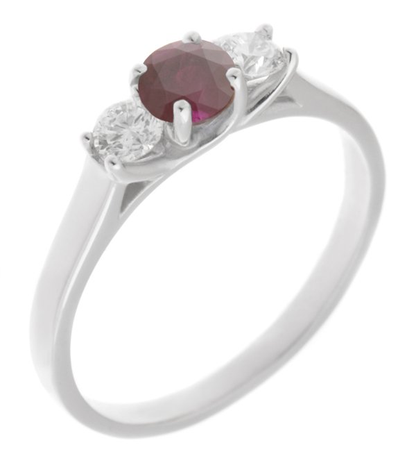 Vienna round ruby and diamond trilogy ring