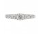 Solitaire round brilliant cut diamond engagement ring with scroll engraved band top