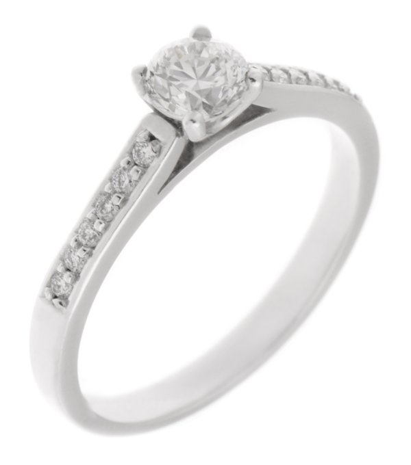 Sienna round brilliant cut diamond engagement ring with diamond set band