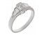 Art deco rubover emerald cut and baguette diamond engagement ring