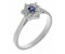 Daisy style claw set round blue sapphire and diamond cluster ring