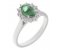 Crystal oval emerald and diamond halo cluster ring