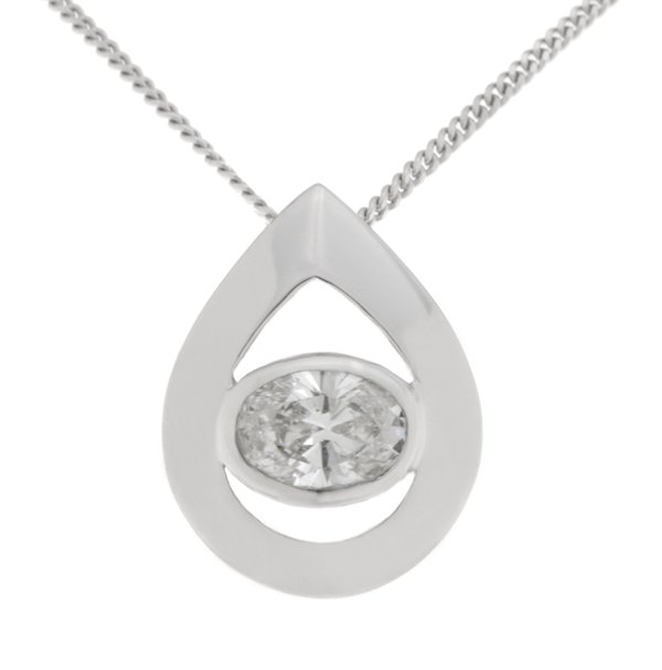 Pear drop modern oval cut diamond pendant