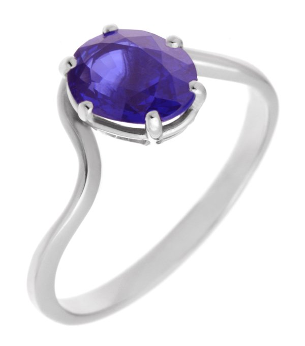 Modern oval tanzanite crossover solitaire ring main image