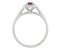 Classic claw set emerald cut ruby and diamond halo cluster ring side view