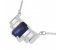 Art deco wing emerald cut blue sapphire and baguette diamond pendant side view