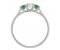 Vienna round brilliant cut diamond and emerald trilogy ring side view