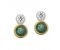 Round rubover set emerald and diamond drop earrings main image