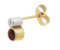 Round rubover set ruby and diamond drop earrings side view