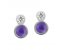 Round rubover set tanzanite and diamond drop earrings main image