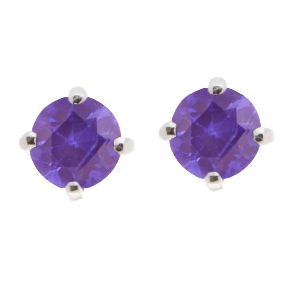 Classic round tanzanite solitaire stud earrings main image