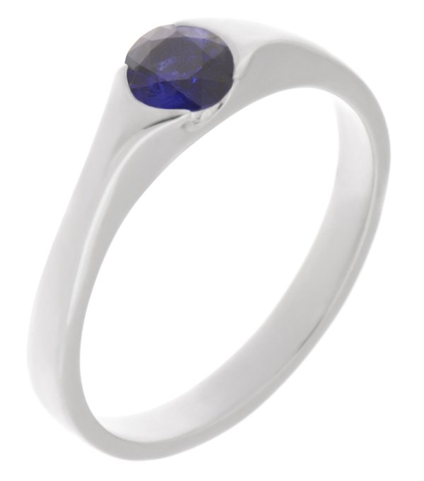 Maya modern round blue sapphire solitaire ring main image