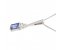Art deco emerald cut blue sapphire and square baguette diamond pendant side view